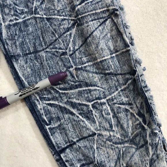 Elite Girls Skinny Jeans Size 14 Extreme Acid Wash Dyed Blue Hippie Torn Ripped - Picture 8 of 10